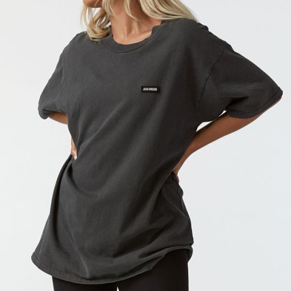 Joah Brown Oversized Crew Tee Washed Black Cotton